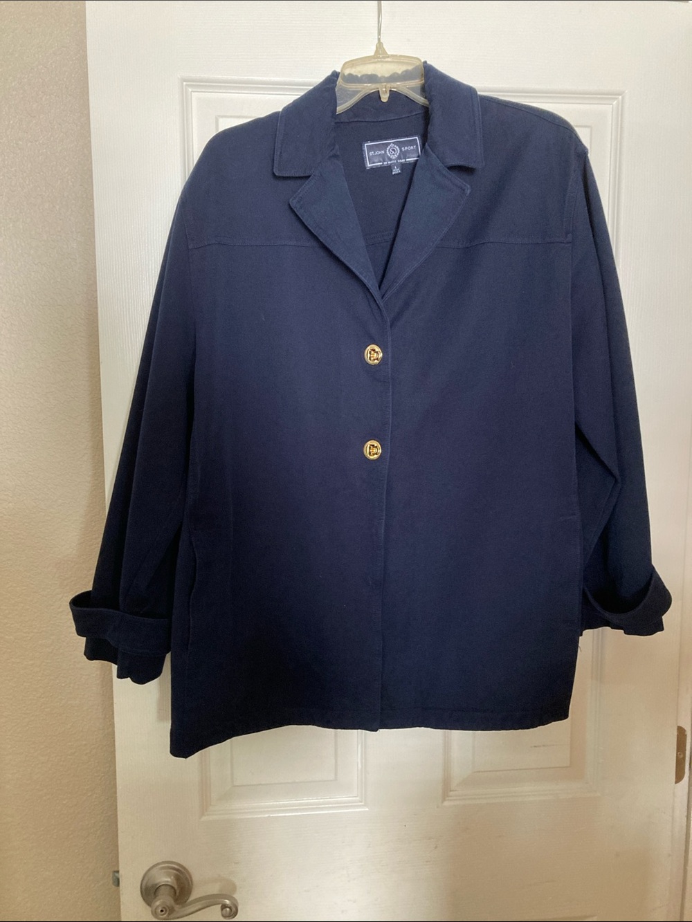 St. John Sport by Marie Gray Navy Button-Front Jacket with Gold Buttons